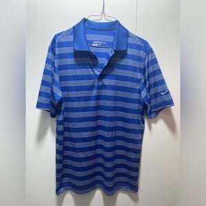 Men’s Nike Golf Dri-Fit Blue Striped‎ Short Sleeve Polo Shirt Mens Size Small
